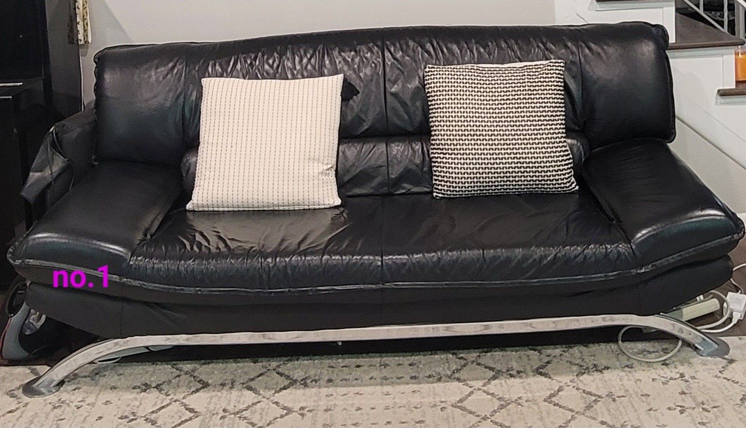 Black Leather Sofa 