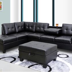 ✔️ Brand New – Never used ✔️ Includes large matching ottoman ✔️ Soft faux leather – Easy to clean ✔️ Comfortable and elegant L-shape design ✔️ Perfect