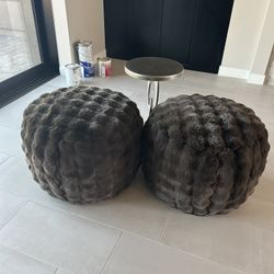 2 Soft Chocolate Brown Ottomans