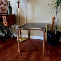 Brass and Smoked Glass Side Table