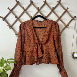 Women's Brown Patterned Top