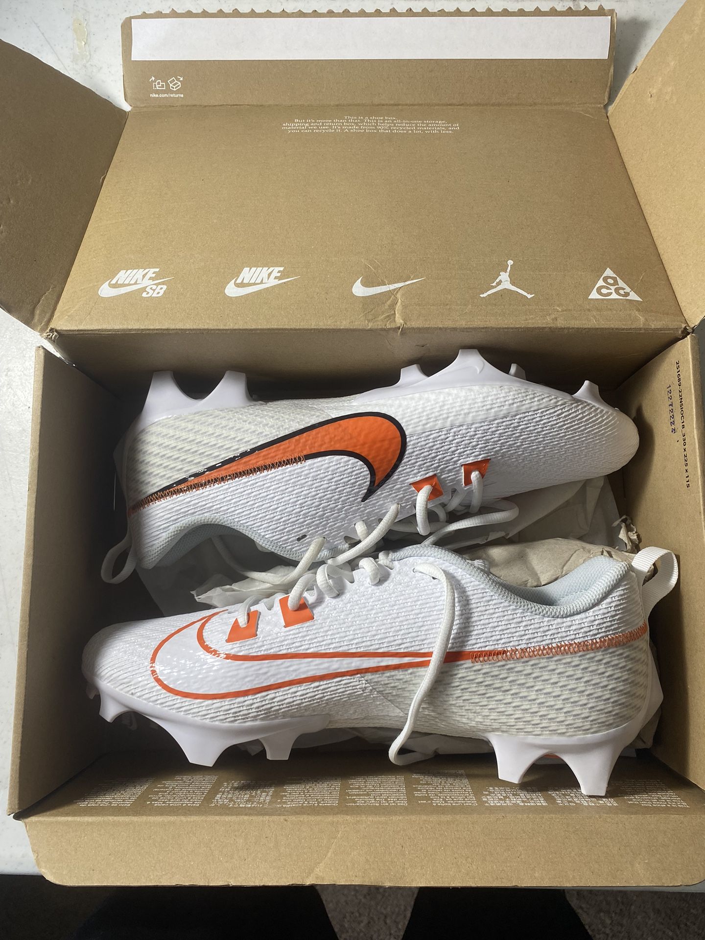 White & Orange Nike Football Cleats
