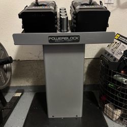 Power Block Weight Set. Excellent Condition With stand. Up To 70lbs Each