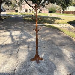 Vintage-Style Solid Wood Freestanding Coat Rack Stand - 12 Hook Turned Baluster Design, Rich Walnut Finish, Entryway Hall Tree”