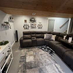 Gray 6 Seater Electric Recliner Sectional