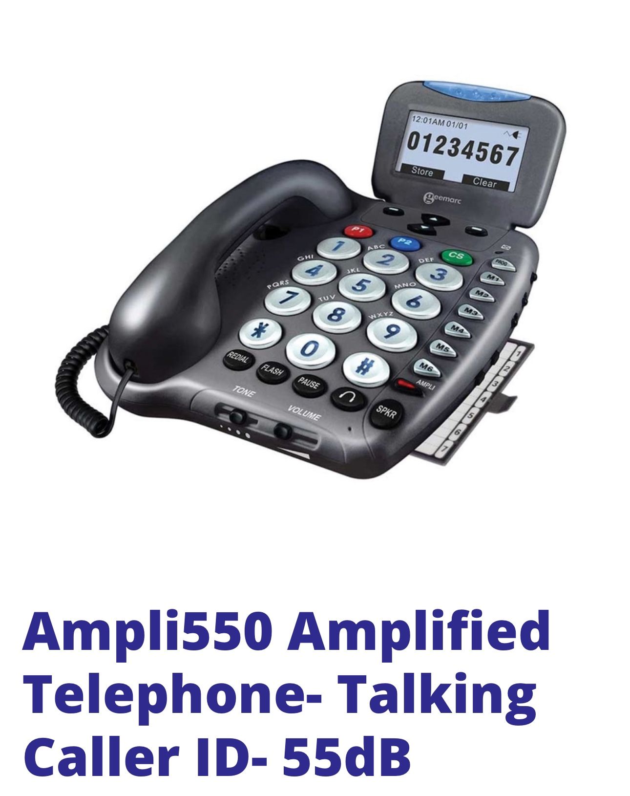 Ampli550-Big Button Landline Telephone-Loud Talking Caller ID, Talking Keys