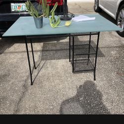 Modern Glass Top And Rod Iron Desk