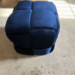 Dark Blue Ottoman Foot Stool Square Woven