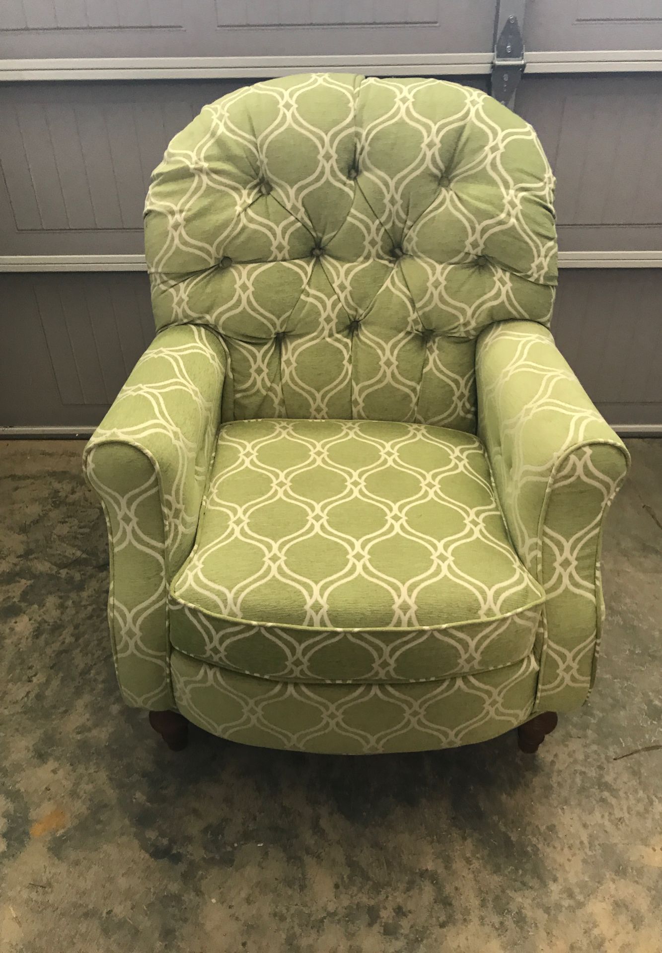Two arm chairs, soft green color. In good condition.