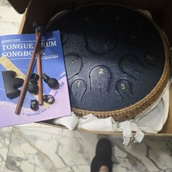 Steel Tongue Drum-QingShi 15 Notes 14 Inch Steel Drum Instrument for Adults, Steel Handpan Drums with Handpan Drum Mallet, Music Book and Carry Bag, C