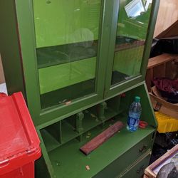 Army Green Secretary Desk Cabinet Dresser