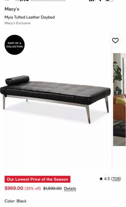Tufted 100% Leather Chaise Daybed