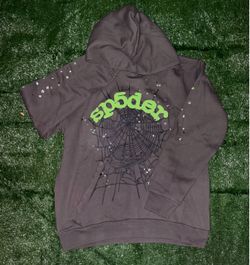 Sp5der Web Graphic Hoodie Gray Green (M)