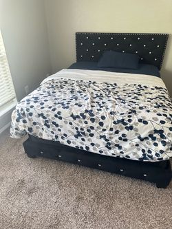 Queen size bed with box spring and frame