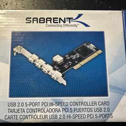 SABRENT USB 2.0 5 PORT PCI HI SOEED CONTROLLER CARD NEW IN BOX