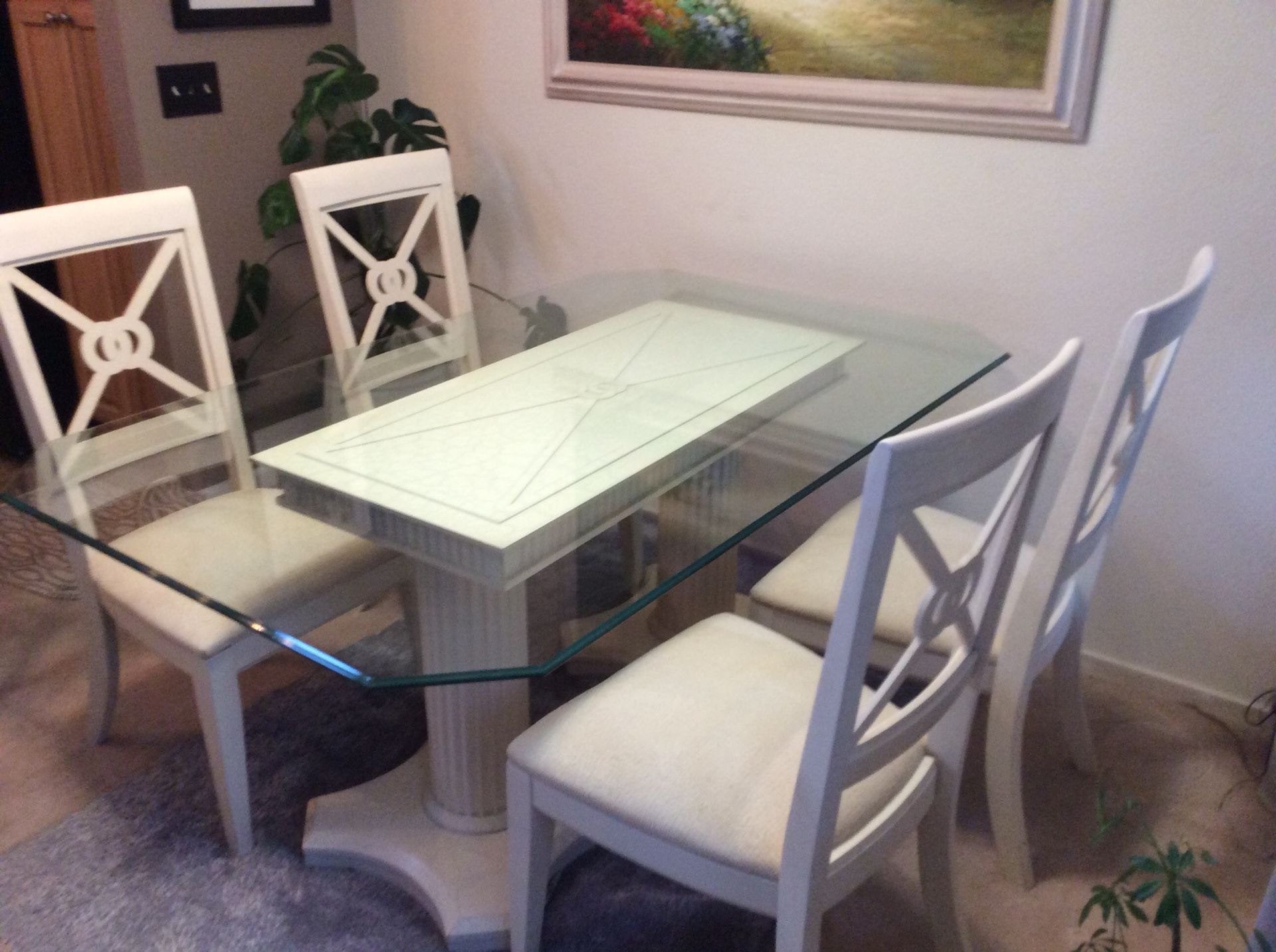 Six Piece Glass Top Dinette Set
