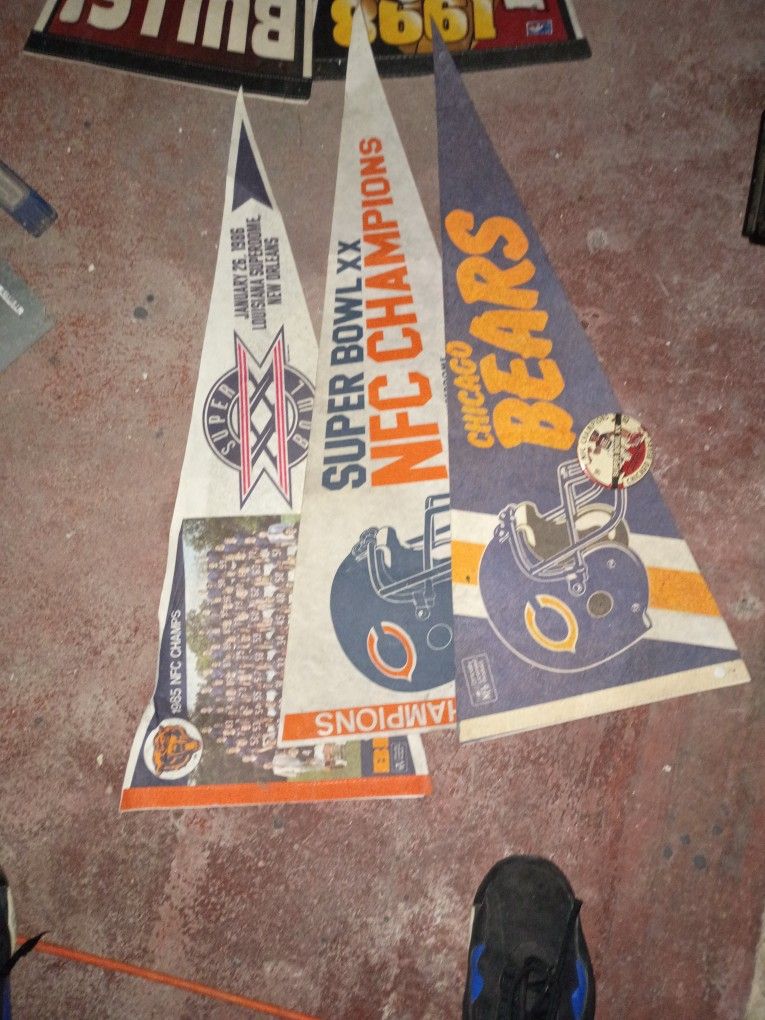Chicago Bulls And Chicago Bears Vintage Flags