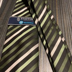 Starfford Classic Green And Black Striped Tie