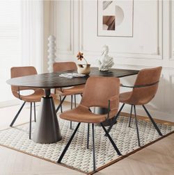 Brown leather dining chair  2 pcs