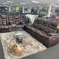 Gorgeous Top Grain Genuine Leather Sofa And Love 