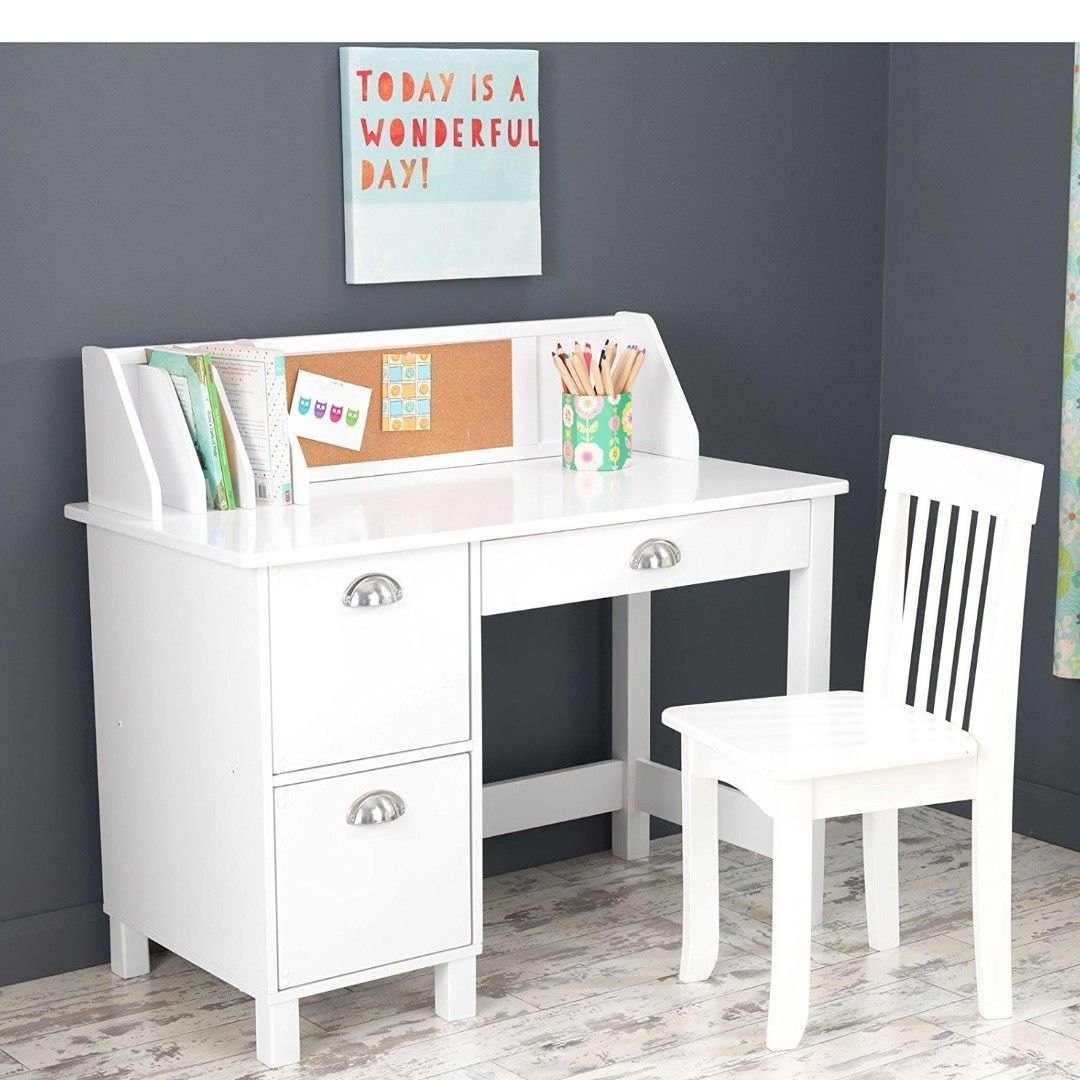 KidKraft Kids Study Desk with Chair-White