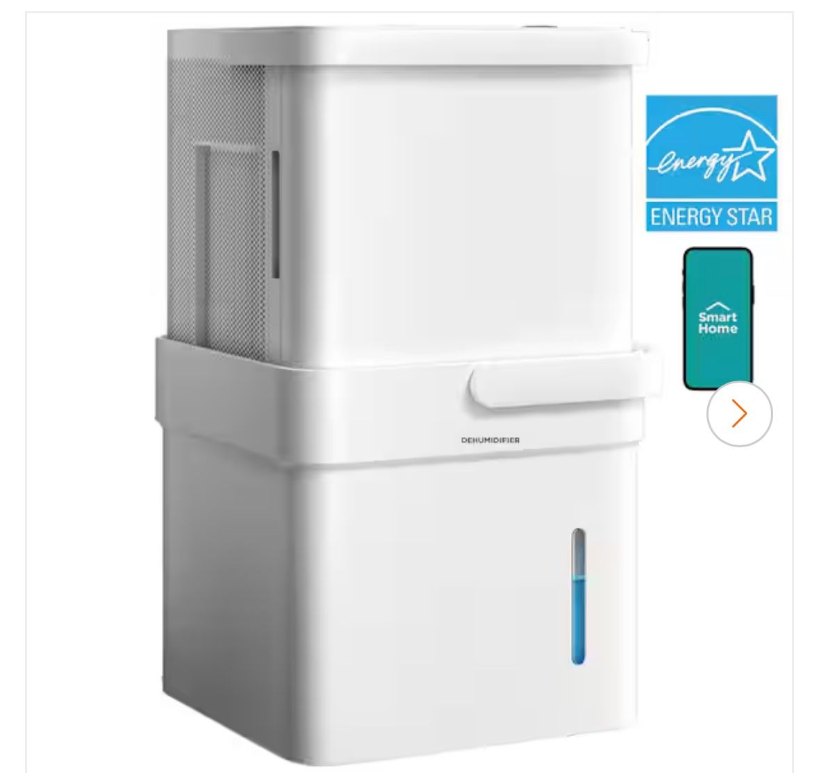Midea 50 pt. Smart CUBE Dehumidifier with Pump up to 4500 sq. ft. ENERGY STAR, 3X More Water Capacity, Wi-Fi Enabled in White