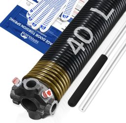Left Hand Wind 2" Garage Door Torsion Spring with Non-Slip Winding Bars & Gloves (0.250x2''x40'')
