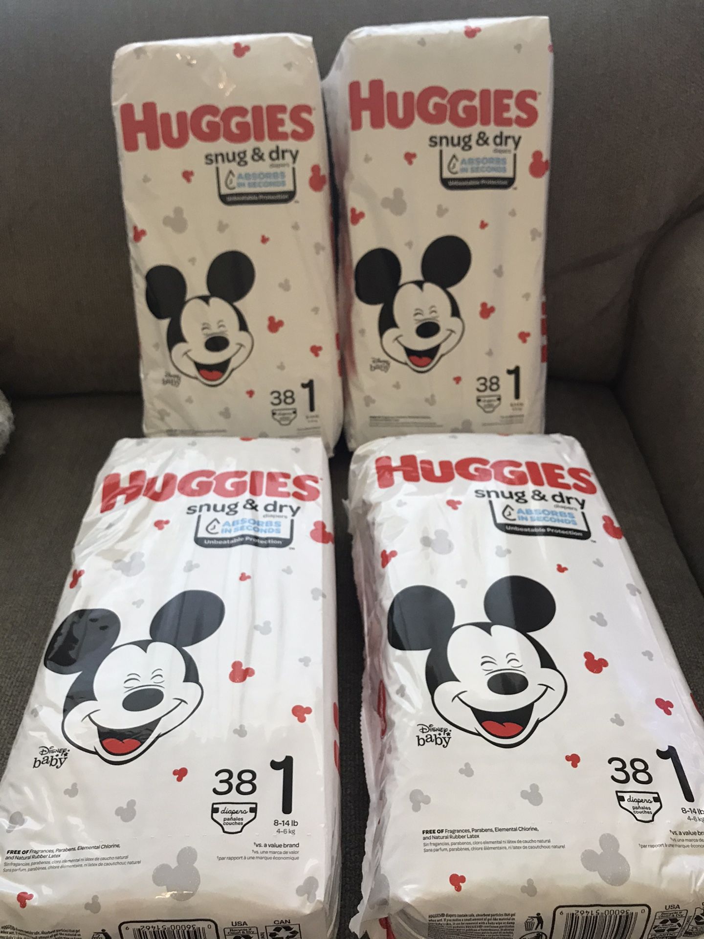 Huggies diapers size 1 - four packs of 38