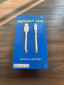 Lightning To USB White Cable (10 Ft) (Connect ONN)