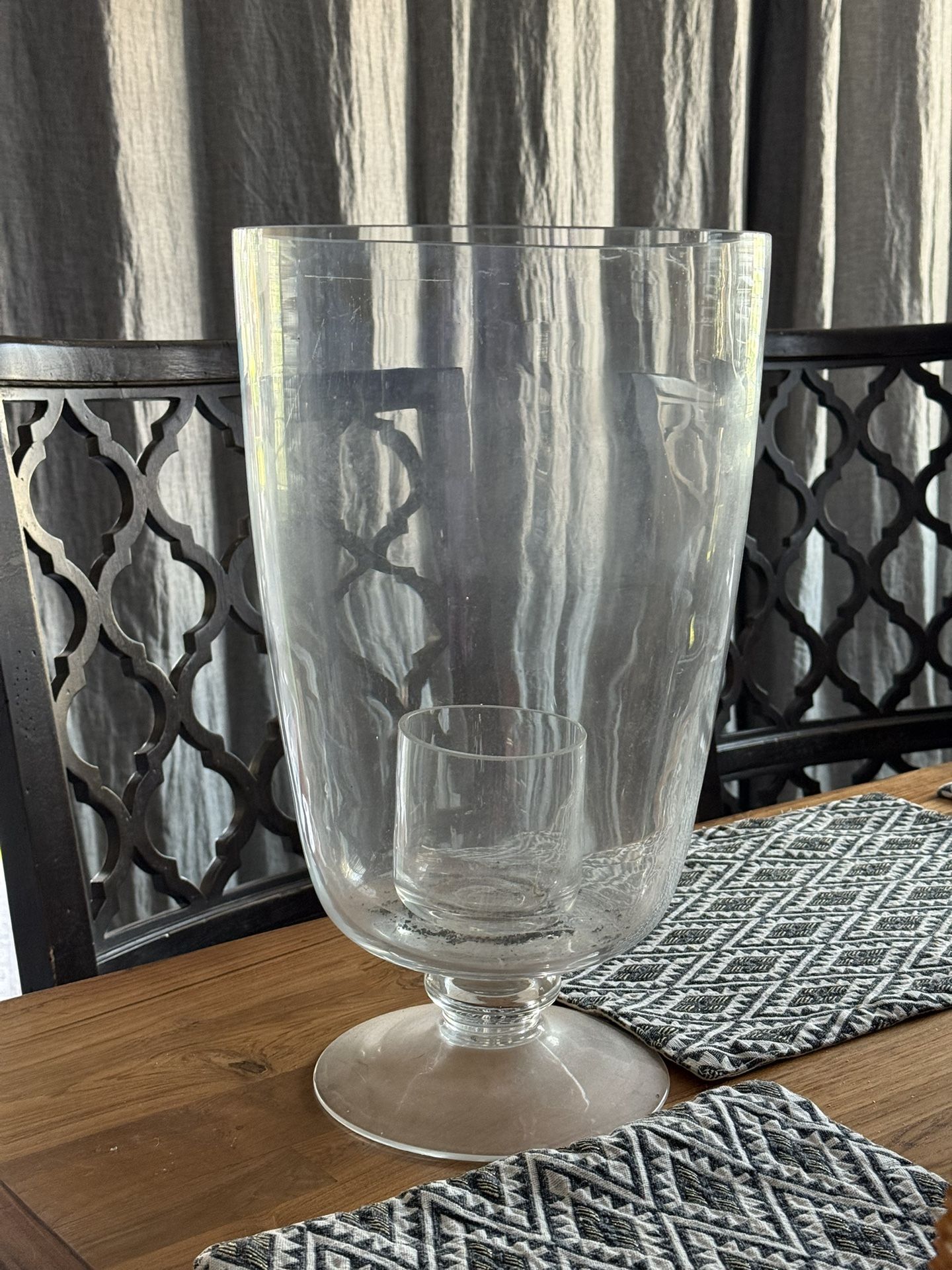 Set Of 3 Glass Hurricane Candle Holders 