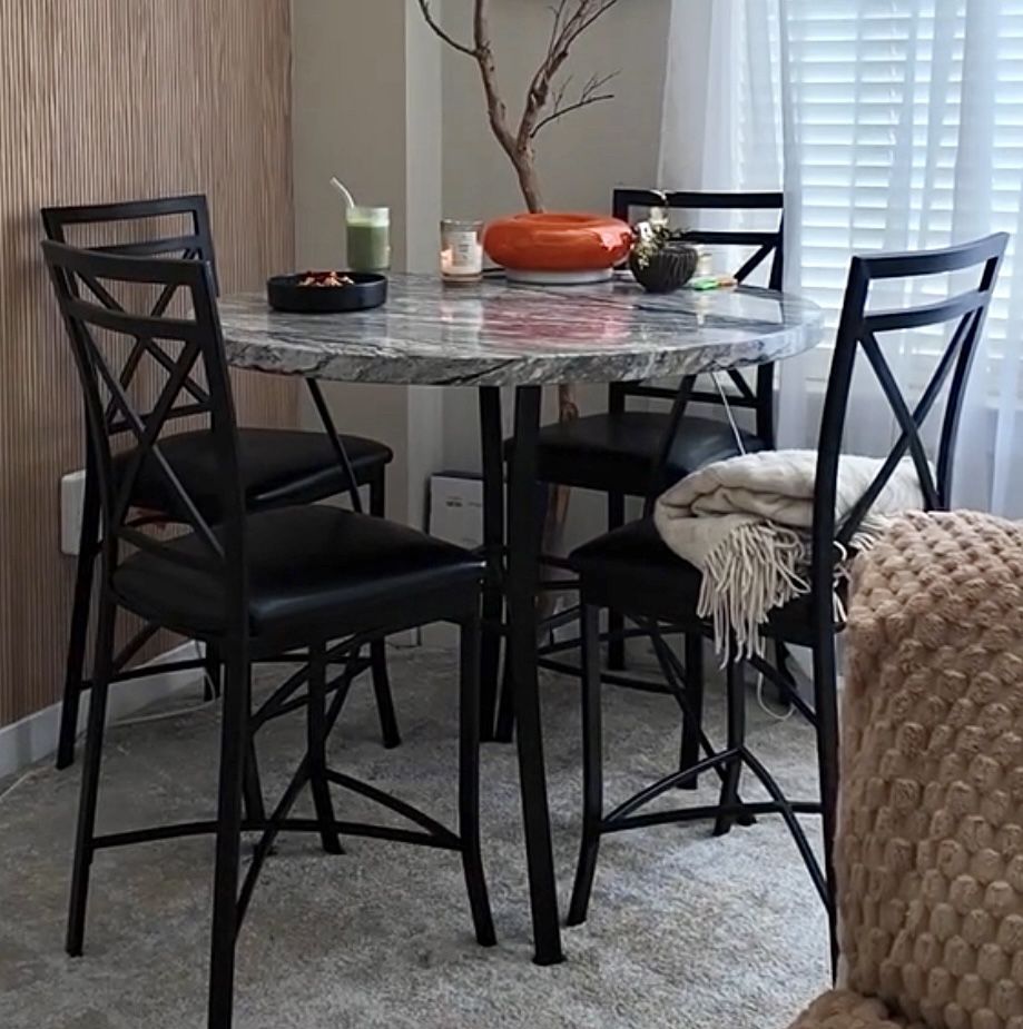 Marble Dining Table with 4 chairs Set