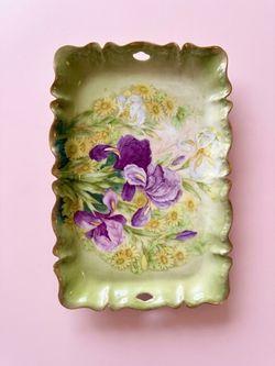 Antique Porcelain Floral Decorative Tray