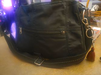 Black Nylon Shoulder Bag with Crossbody Strap