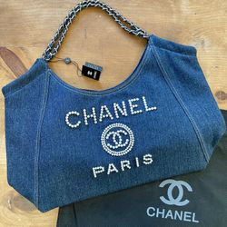 Luxury Designer Purse Large Denim Handbag New 