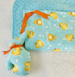 Baby Blanket With Matching Stuffed Bunny Toy With Squeaker 