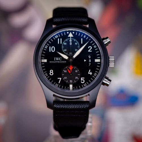 IWC Schaffhausen Pilot Chronograph Top Gun 46MM Black Dial 2023 Service IW388001
