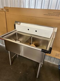 New 2 compartment sink heavy duty stainless steel NSF