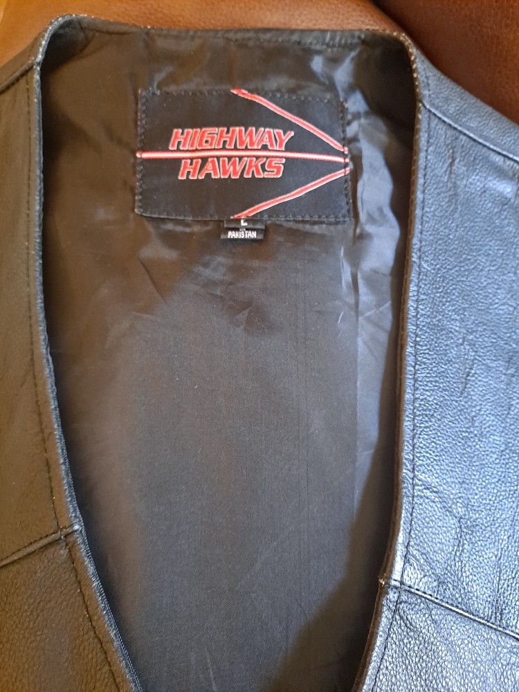 Men's Black Leather Motorcycle Vest