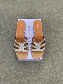 New Madden Girl women’s Rhinestone Block Heel Slide Sandals Size 7.5 and Size 8