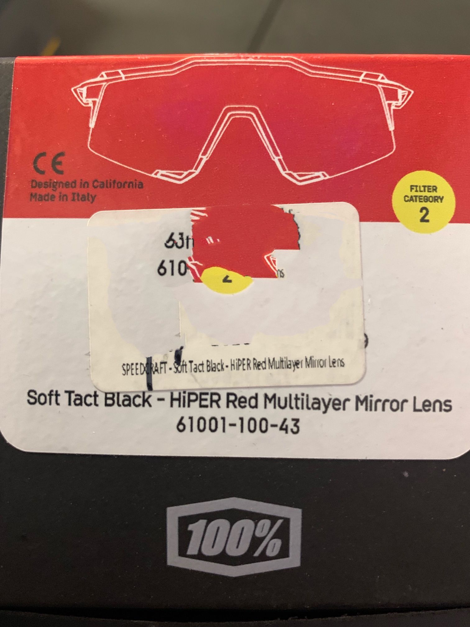 100% Speedcraft sunglasses Soft Tact Black hoper Red Multilayer