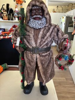 Large Black Santa Claus Christmas Figure