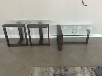 Glass Top Coffee Table with Wood Frame