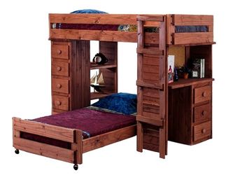 Sedona Twin Over Twin Loft Bunk With Desk, Ladder, and Stairway Chest