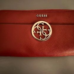 Guess Red Zippered Wallet 
