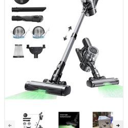 Proscenic P12 Cordless Vacuum ,  Vertect Light, Anti-Tangle Brush, Stick Vacuum with Touch Display, 33Kpa/120AW Cordless Vacuum, Max 60mins