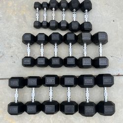 Rubber Hex Dumbbell Set (450 pounds total)