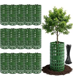 16 Pack Tree Trunk Protector, Expandable Plastic Plant Guard Wraps with Zip Ties