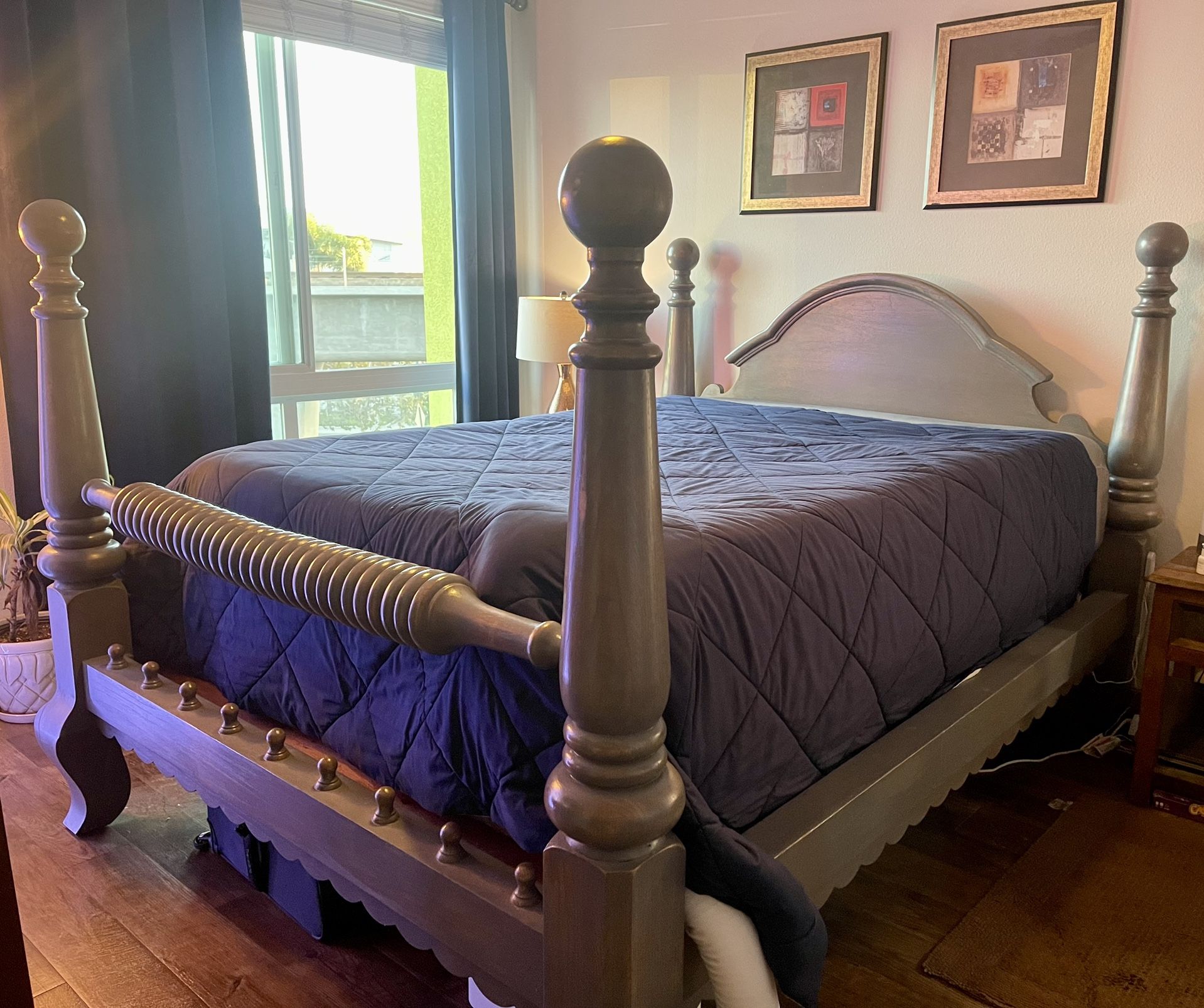 Queen Cannonball Bed Frame Solid Oak