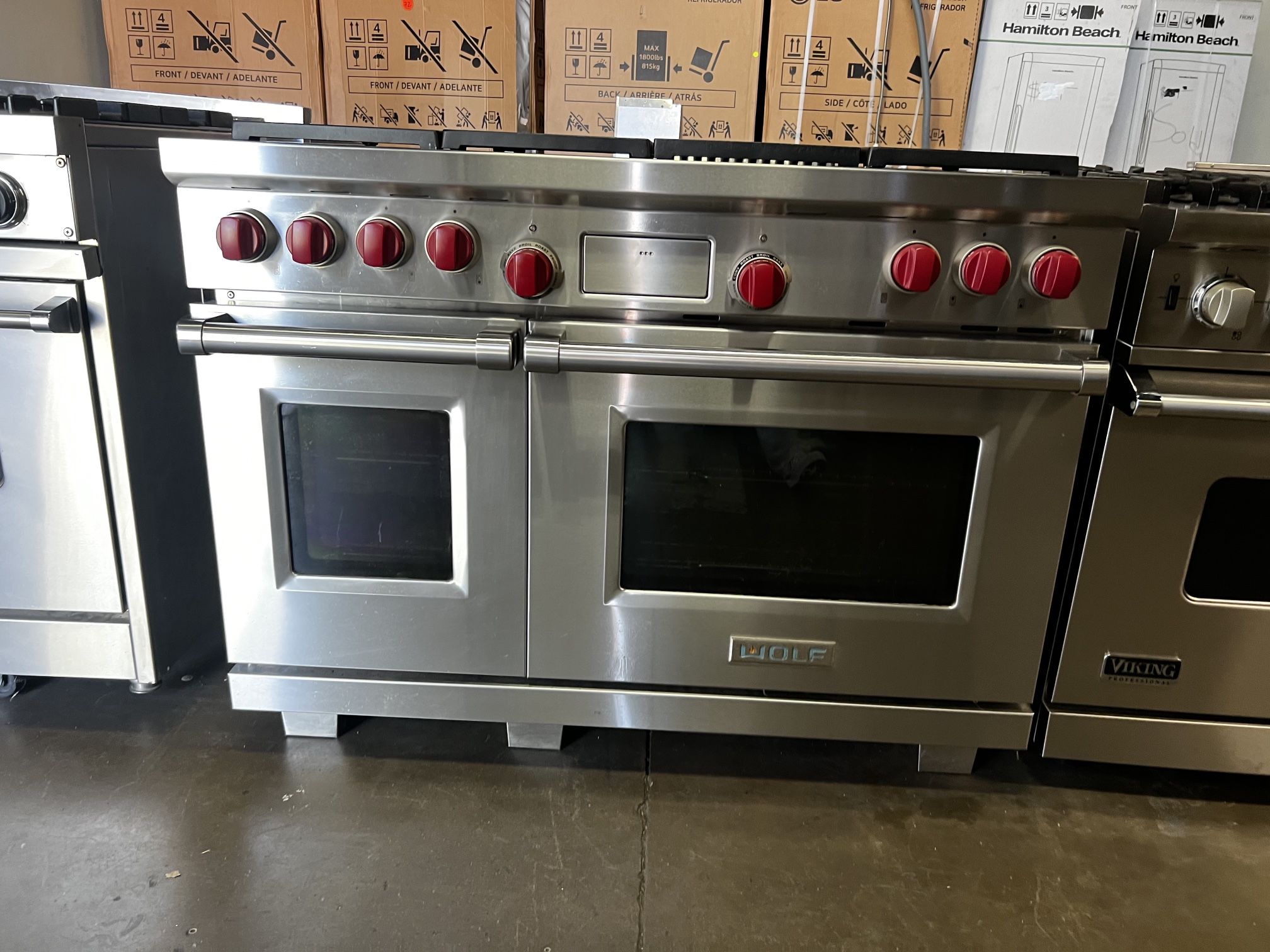 Wolf 48”Wide Dual Fuel Range Stove In Stainless Steel
