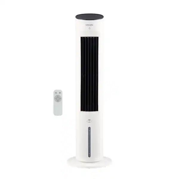 Vissani 1 Gal. 210 CFM 3-Speed Digital Tower Portable Evaporative Cooler with Remote.